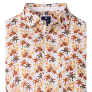 Chemise blanche avec palmiers orange manches courtes-3XL