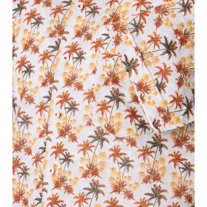 Chemise blanche avec palmiers orange manches courtes-5XL