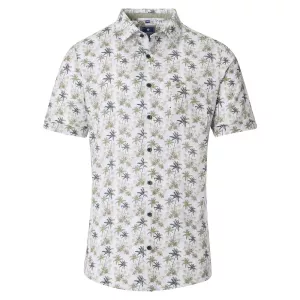 Chemise blanche avec palmiers vert manches courtes