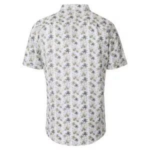 Chemise blanche avec palmiers vert manches courtes-4XL