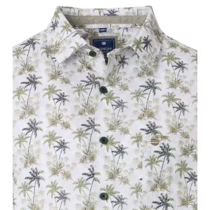 Chemise blanche avec palmiers vert manches courtes-4XL