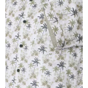 Chemise blanche avec palmiers vert manches courtes-4XL