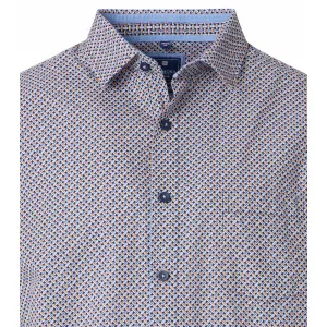 Chemise motifs orange et bleu col Kent manches courtes-5XL