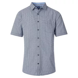 Chemise motifs vert et bleu col Kent manches courtes