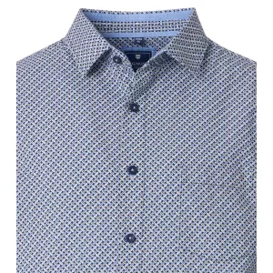 Chemise motifs vert et bleu col Kent manches courtes-2XL
