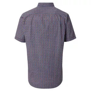 Chemise motifs bleu et rouge col boutonné manches courtes-5XL