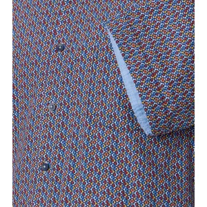 Chemise motifs bleu et rouge col boutonné manches courtes-5XL