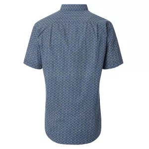 Chemise motifs bleu et vert  col boutonné manches courtes-5XL