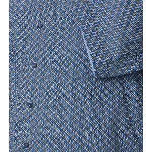 Chemise motifs bleu et vert  col boutonné manches courtes-4XL