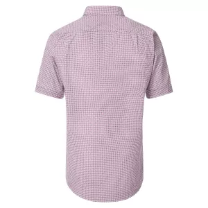 Chemise motifs rouge et marine col boutonné manches courtes-5XL