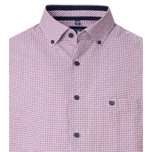Chemise motifs rouge et marine col boutonné manches courtes-3XL