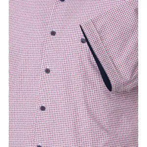 Chemise motifs rouge et marine col boutonné manches courtes-5XL