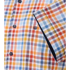 Chemise à carreaux bleu, rouge et orange manches courtes-2XL