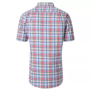 Chemise à carreaux rouge bleu beige manches courtes-5XL