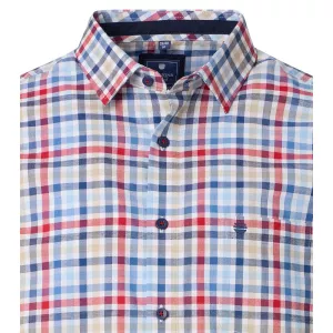 Chemise à carreaux rouge bleu beige manches courtes-2XL