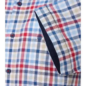 Chemise à carreaux rouge bleu beige manches courtes-2XL