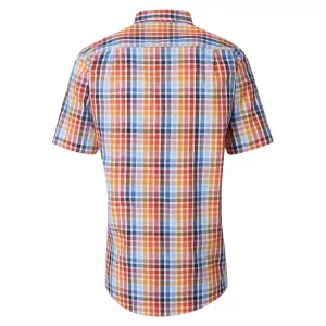 Chemisette à carreaux rouge orange bleu col boutonné-4XL
