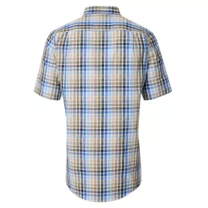 Chemisette à carreaux vert marron bleu col boutonné-5XL