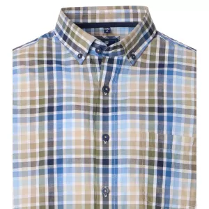 Chemisette à carreaux vert marron bleu col boutonné-5XL
