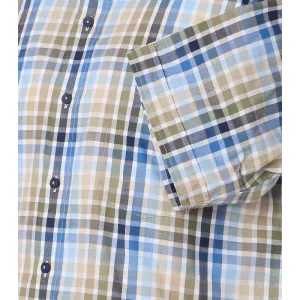 Chemisette à carreaux vert marron bleu col boutonné-2XL