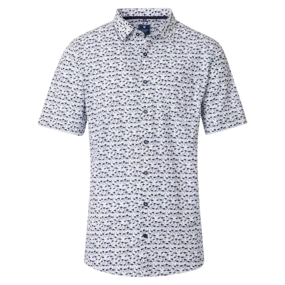 Chemise blanche imprimée flamingo manches courtes-5XL