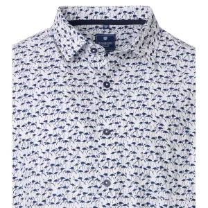 Chemise blanche imprimée flamingo manches courtes-4XL
