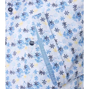Chemise confort imprimée motifs bleu et jaune-5XL