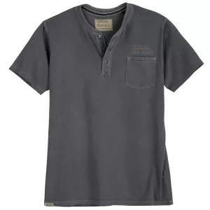 T-shirt Henley noir délavé look vintage et confort