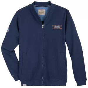 Veste sweat college bleu denim foncé style rétro moderne