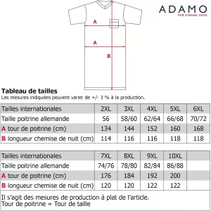 Chemise de Nuit  manche courte pour Homme bleu marine-4XL
