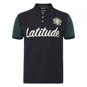 Polo noir manches contrastées imprimé Latitude