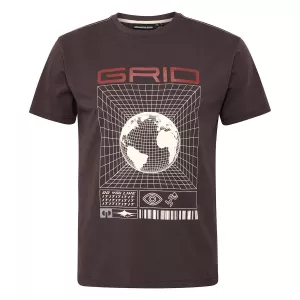 T-shirt brun foncé imprimé graphique coton épais