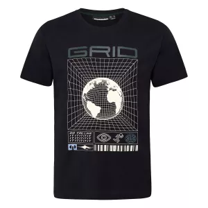 T-shirt noir imprimé graphique coton épais