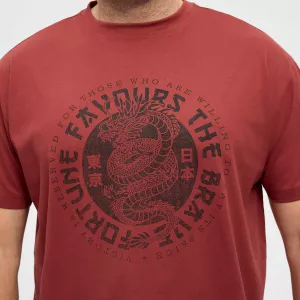 T-shirt henné imprimé asiatique coton épais-6XL