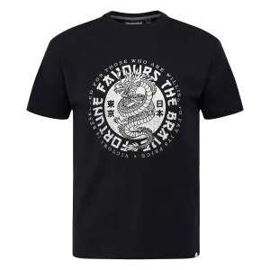 T-shirt noir imprimé asiatique coton épais