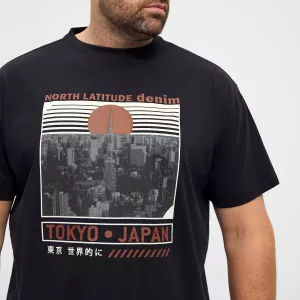 T-shirt noir imprimé Tokyo Japan-7XL