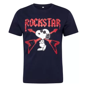 T-shirt bleu marine Snoopy Rockstar