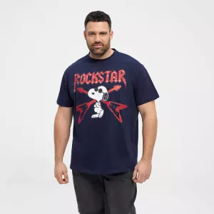 T-shirt bleu marine Snoopy Rockstar-4XL