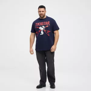 T-shirt bleu marine Snoopy Rockstar-3XL