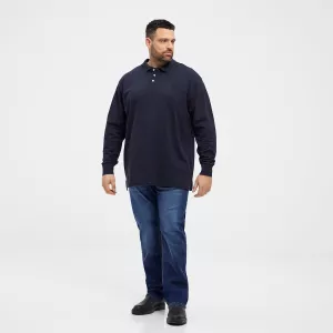 Polo manches longues bleu nuit motif texturé-7XL