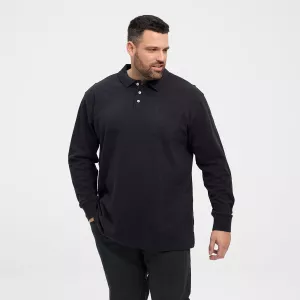 Polo manches longues noir motif texturé-4XL