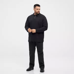 Polo manches longues noir motif texturé-4XL