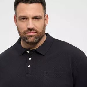 Polo manches longues noir motif texturé-4XL