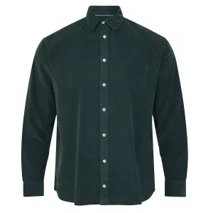 Chemise vert bouteille manche longue en velours côtelé-6XL