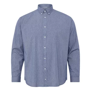 Chemise à petits carreaux bleu nuit en denim léger