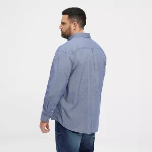 Chemise à petits carreaux bleu nuit en denim léger-5XL