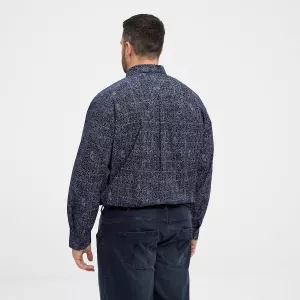Chemise imprimée stretch bleu nuit motif graphique-8XL