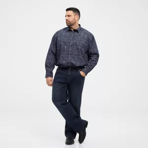 Chemise imprimée stretch bleu nuit motif graphique-8XL
