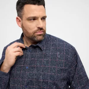 Chemise imprimée stretch bleu nuit motif graphique-4XL