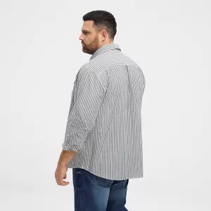 Chemise rayée lignée gris et blanc coupe classique-6XL